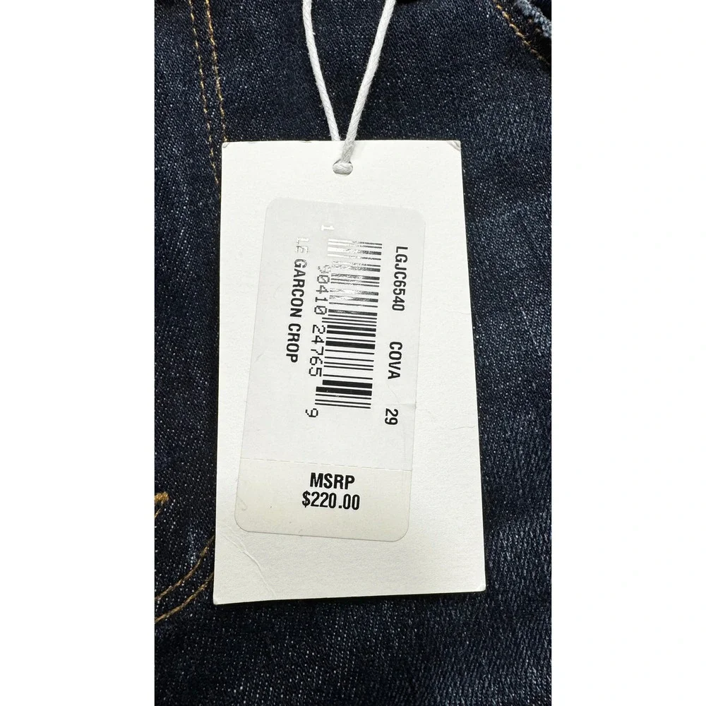 NWT FRAME Le Garcon Crop Jeans Cova Dark Wash Distressed Boyfriend Denim 29 - Picture 6 of 8